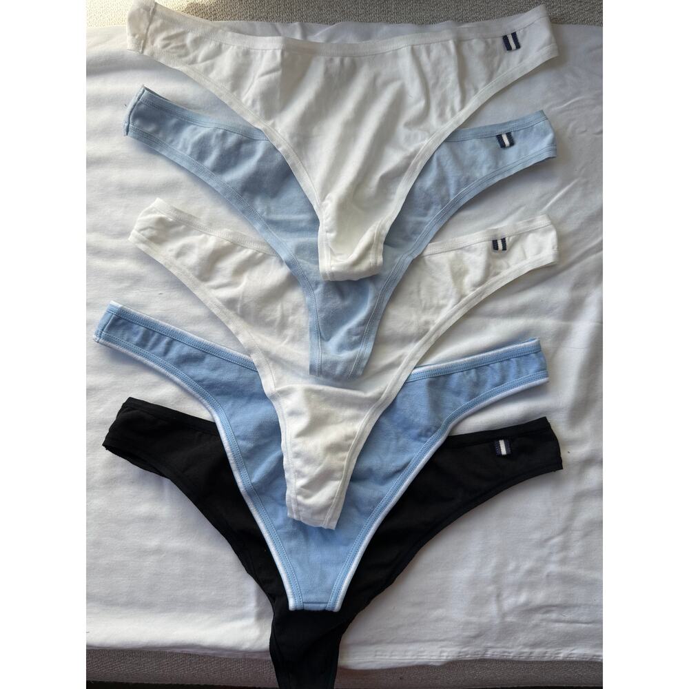 NWOT IZOD Intimates Thong Lot of 5 White Blue Black Low Rise Thongs Size M
